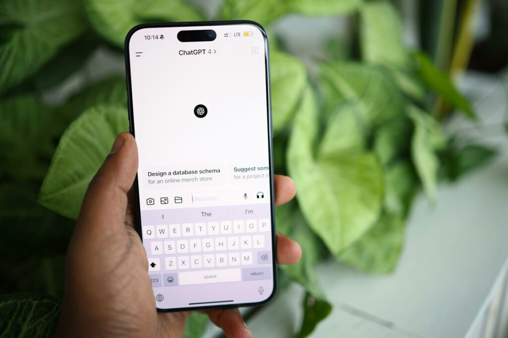 A phone screen showing ChatGPT