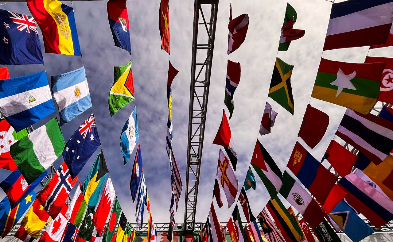 A picture of multiple flags next to each other