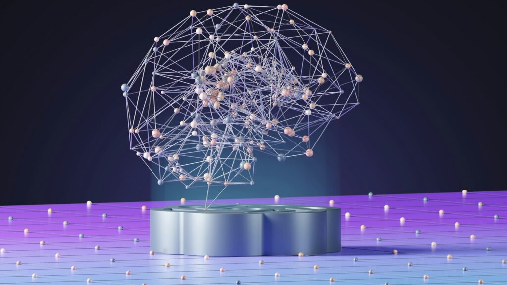 A group of inter connected dots repsresenting AI
