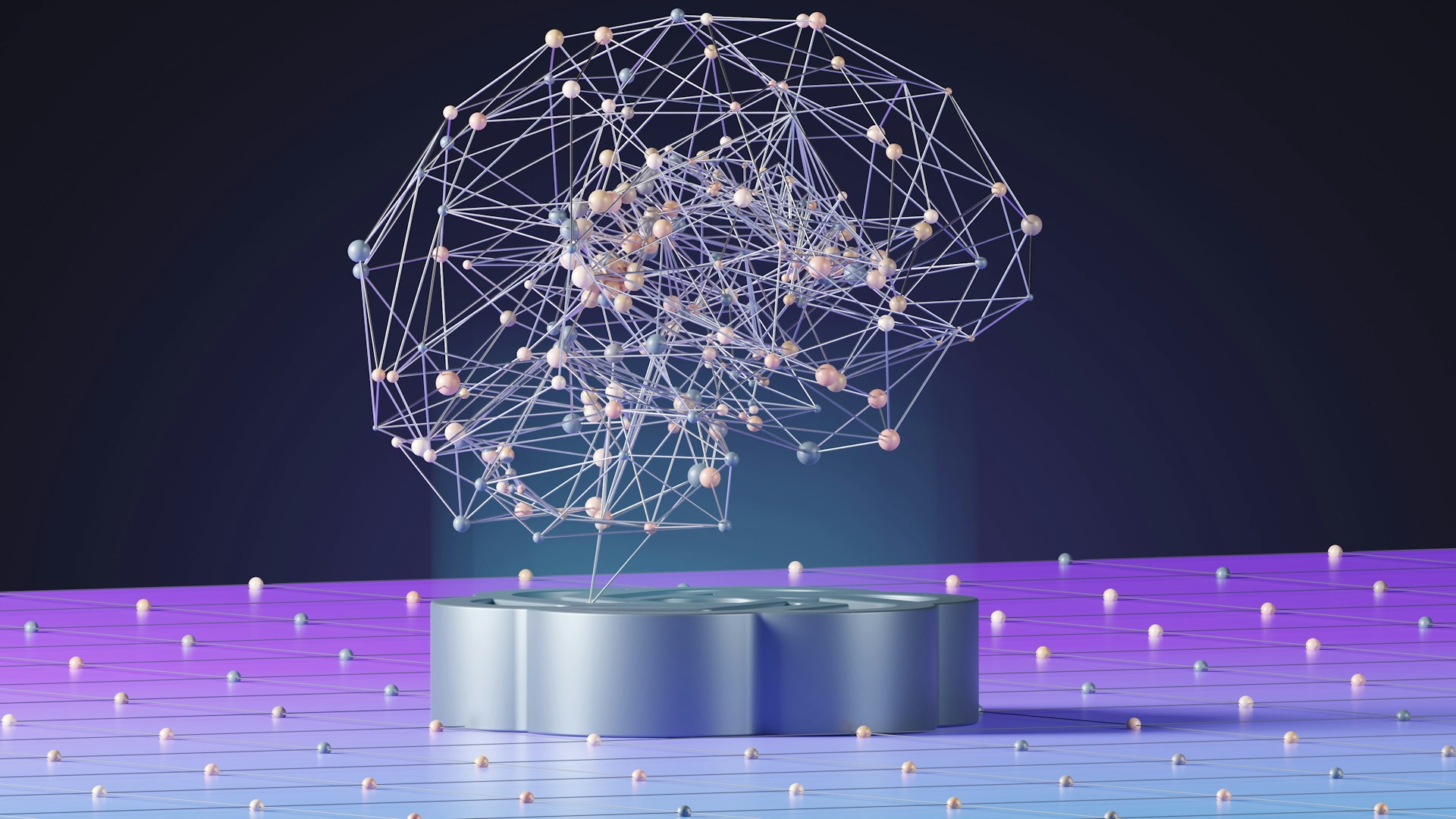 A group of inter connected dots repsresenting AI