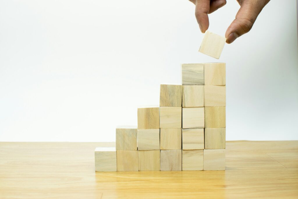 A series of blocks depicting growth