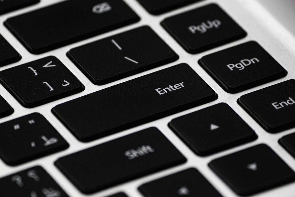Close up of the Enter key in a keyboard