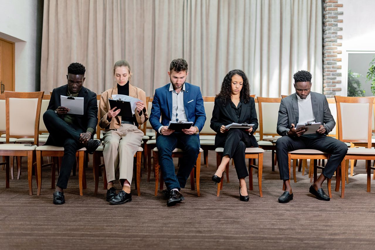 A bunch of applicants waiting for an interview