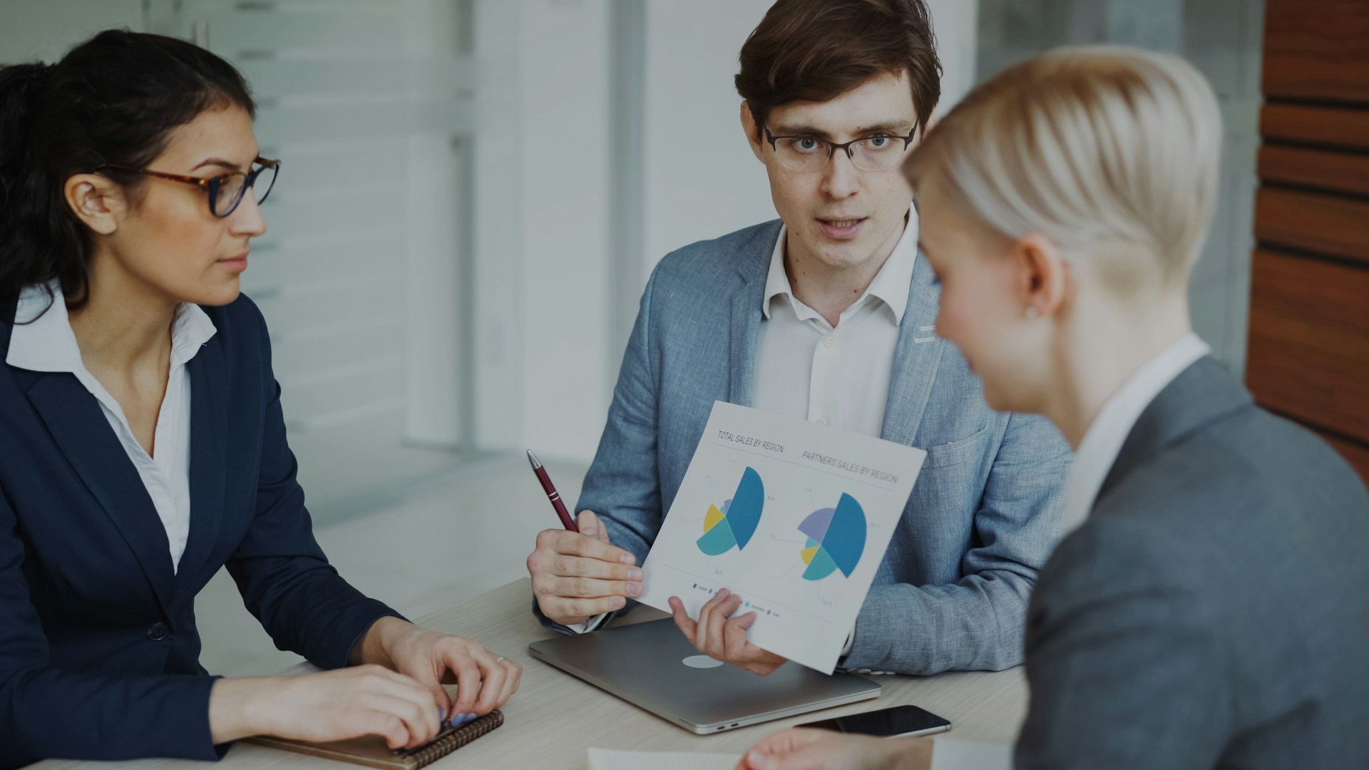 A group of consultants talking